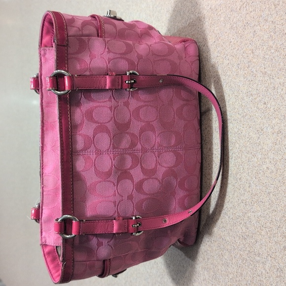 Vintage Coach Pink Canvas And Patent Leather Purse - Picture 2 of 12